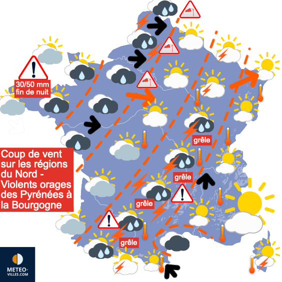 Carte de prévisions du temps du Samedi 24 août 2024