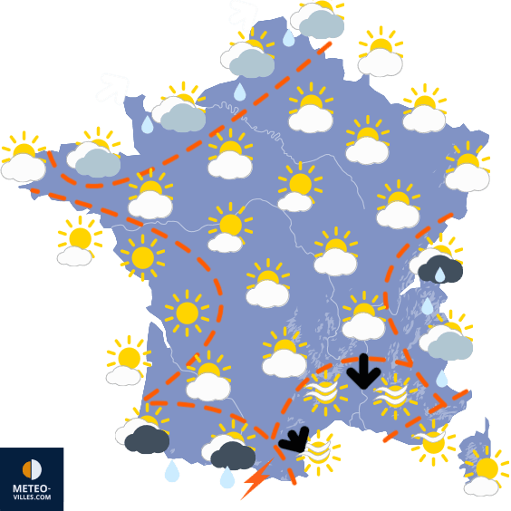 Carte de prévisions du temps du Dimanche 25 août 2024