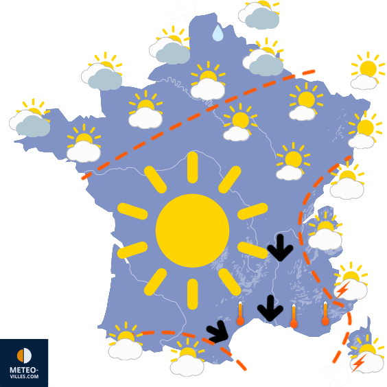 Carte de prévisions du temps du Lundi 26 août 2024