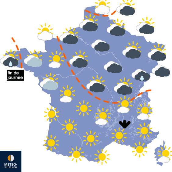 Carte de prévisions du temps du Vendredi 25 avril 2025