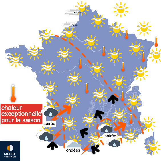 Carte de prévisions du temps du Vendredi 2 mai 2025