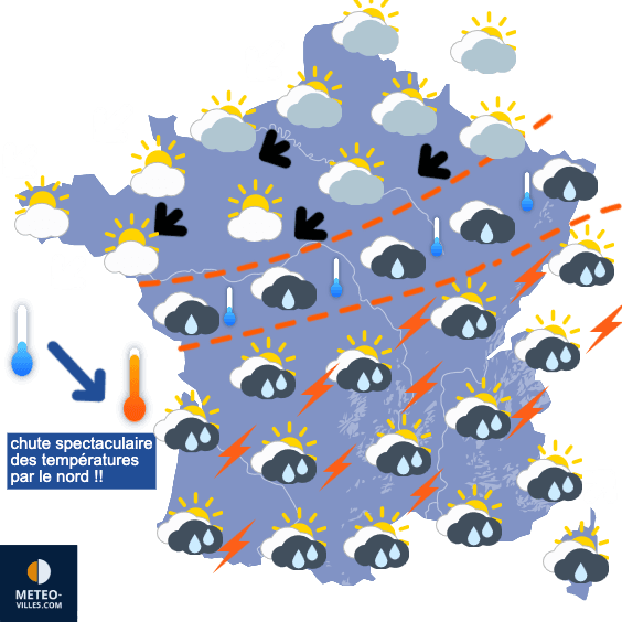 Carte de prévisions du temps du Dimanche 4 mai 2025