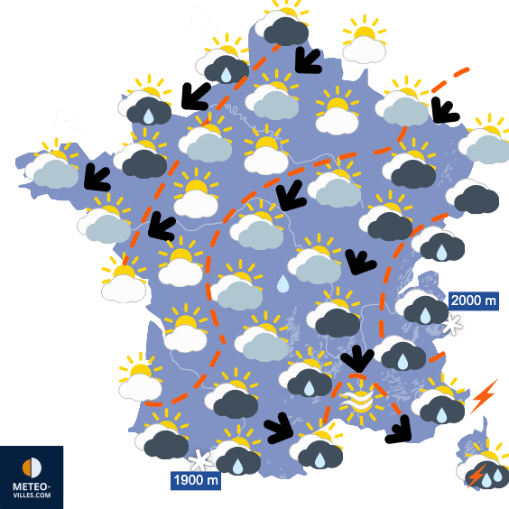 Carte de prévisions du temps du Lundi 5 mai 2025
