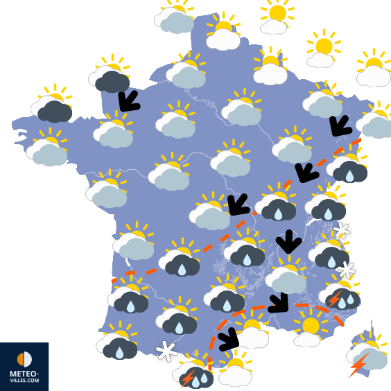 Carte de prévisions du temps du Mardi 6 mai 2025