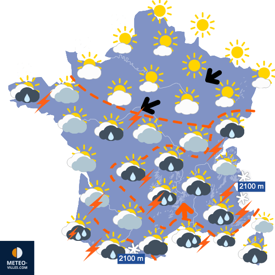 Carte de prévisions du temps du Vendredi 9 mai 2025