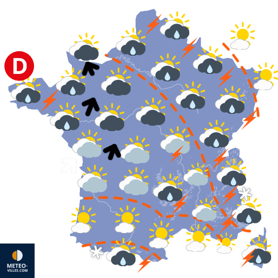 Carte de prévisions du temps du Lundi 12 mai 2025