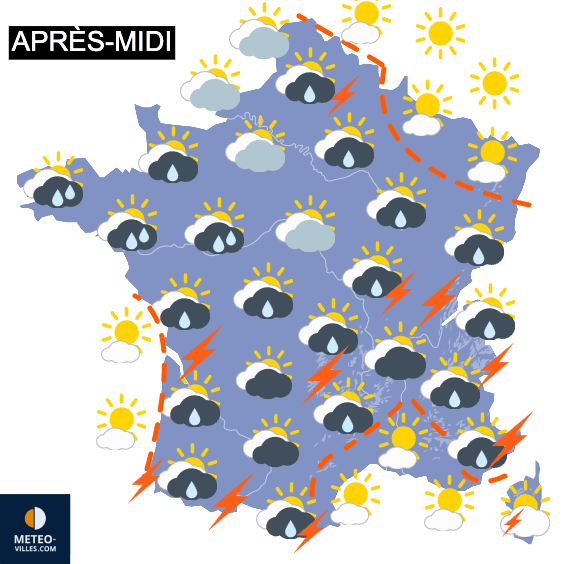 Carte de prévisions du temps du Mardi 13 mai 2025