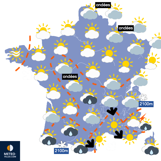 Carte de prévisions du temps du Vendredi 23 mai 2025