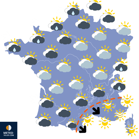 Carte de prévisions du temps du Lundi 26 mai 2025