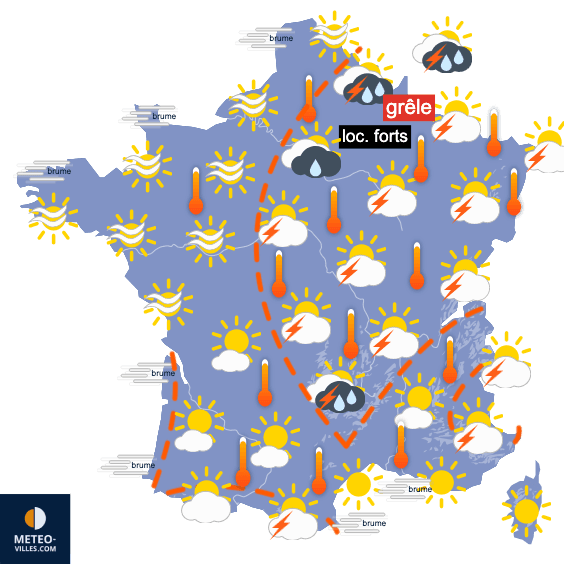 Carte de prévisions du temps du Samedi 31 mai 2025