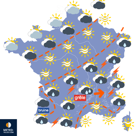 Carte de prévisions du temps du Dimanche 1 juin 2025