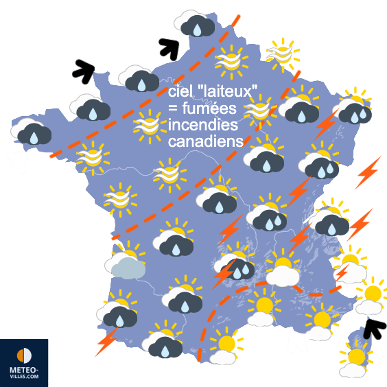 Carte de prévisions du temps du Mardi 3 juin 2025