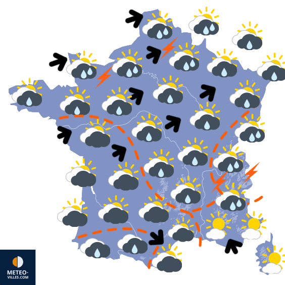 Carte de prévisions du temps du Samedi 7 juin 2025