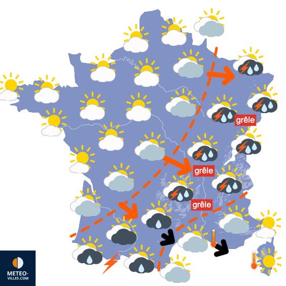 Carte de prévisions du temps du Dimanche 15 juin 2025
