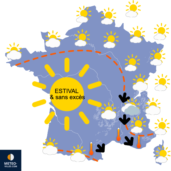 Carte de prévisions du temps du Lundi 16 juin 2025