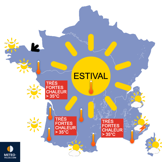 Carte de prévisions du temps du Jeudi 19 juin 2025