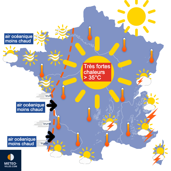 Carte de prévisions du temps du Samedi 21 juin 2025