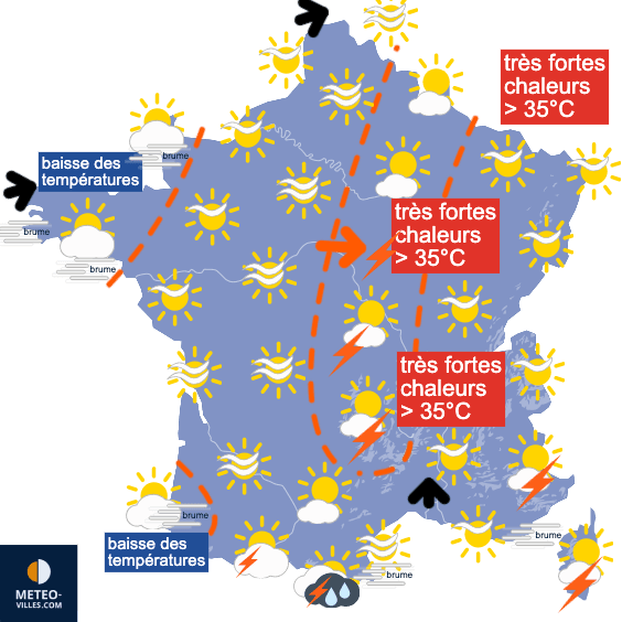 Carte de prévisions du temps du Dimanche 22 juin 2025