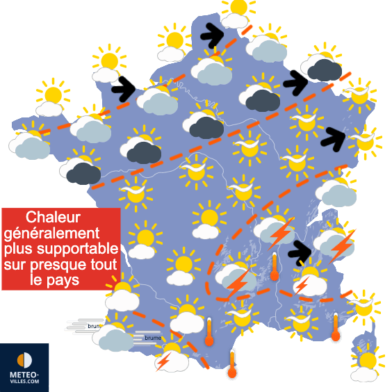 Carte de prévisions du temps du Lundi 23 juin 2025