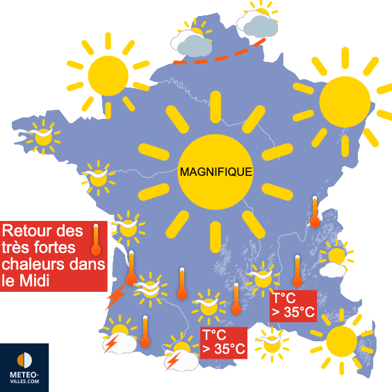 Carte de prévisions du temps du Mardi 24 juin 2025