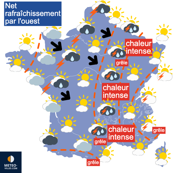 Carte de prévisions du temps du Mercredi 2 juillet 2025