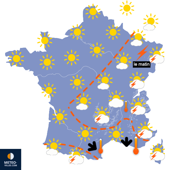 Carte de prévisions du temps du Jeudi 3 juillet 2025