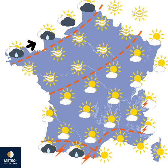 Carte de prévisions du temps du Samedi 5 juillet 2025