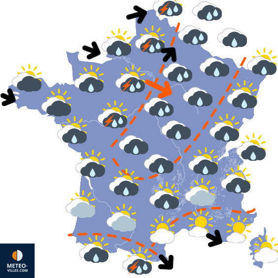 Carte de prévisions du temps du Dimanche 6 juillet 2025