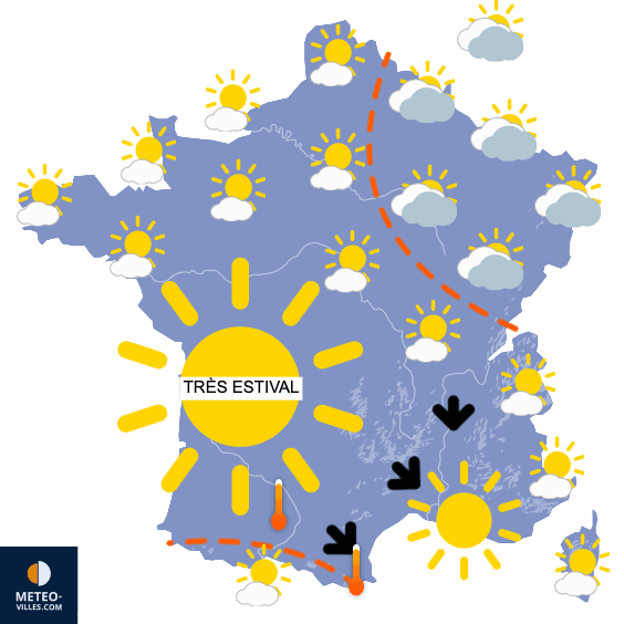 Carte de prévisions du temps du Mercredi 9 juillet 2025