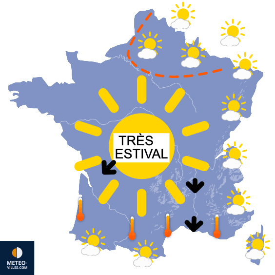 Carte de prévisions du temps du Jeudi 10 juillet 2025