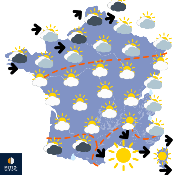 Carte de prévisions du temps du Mardi 15 juillet 2025