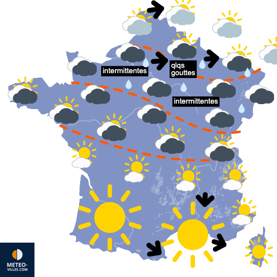 Carte de prévisions du temps du Mercredi 16 juillet 2025