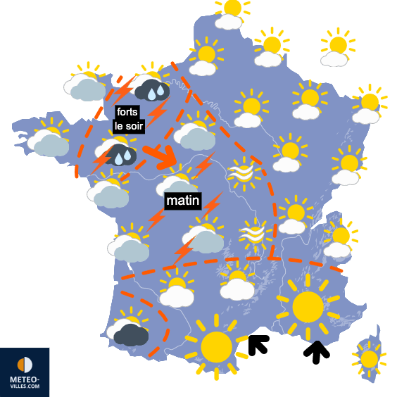 Carte de prévisions du temps du Vendredi 18 juillet 2025
