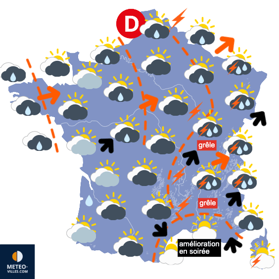 Carte de prévisions du temps du Samedi 19 juillet 2025