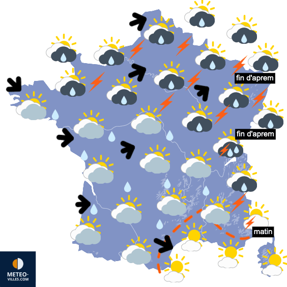 Carte de prévisions du temps du Lundi 21 juillet 2025