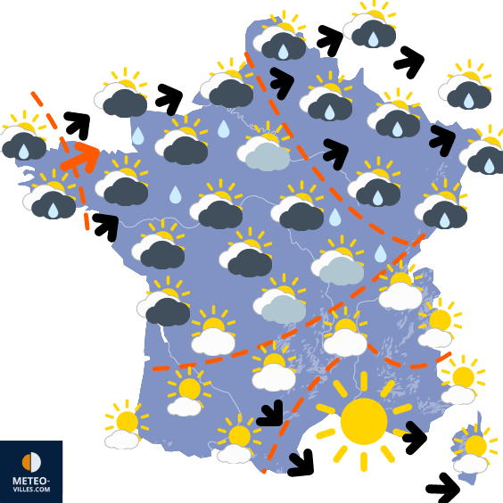 Carte de prévisions du temps du Mardi 22 juillet 2025