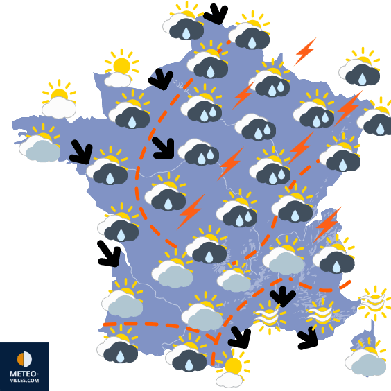 Carte de prévisions du temps du Jeudi 24 juillet 2025