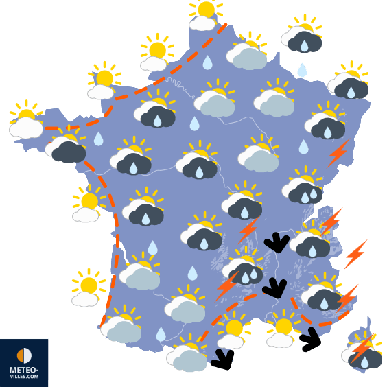 Carte de prévisions du temps du Vendredi 25 juillet 2025