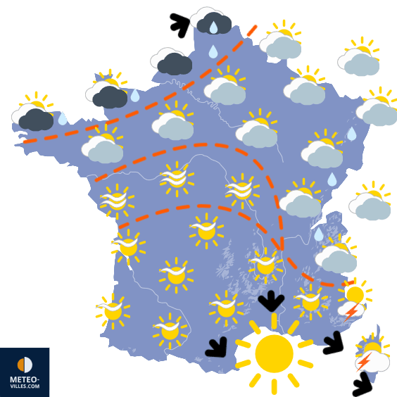 Carte de prévisions du temps du Dimanche 3 août 2025