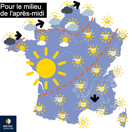 Carte de prévisions du temps du Lundi 4 août 2025