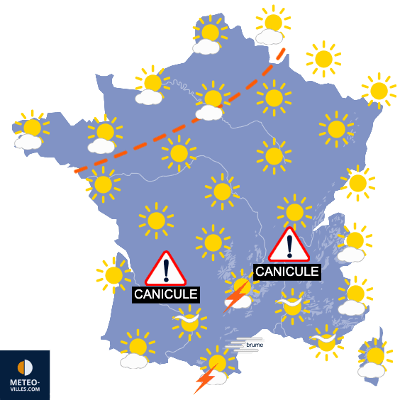 Carte de prévisions du temps du Samedi 9 août 2025