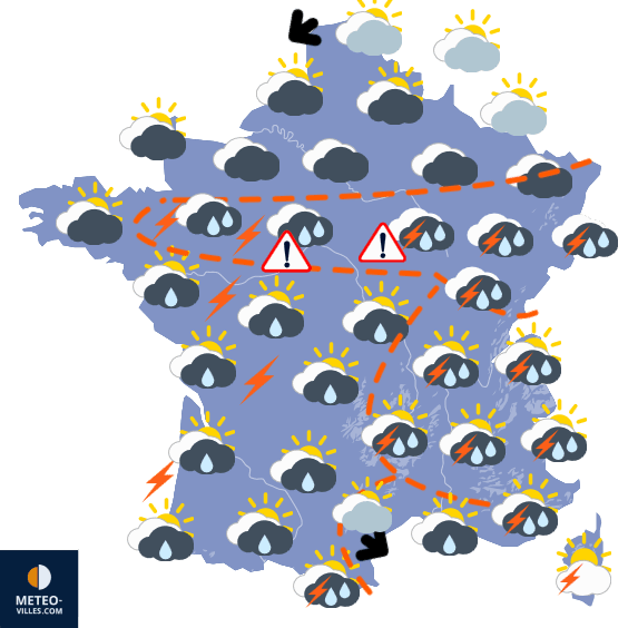 Carte de prévisions du temps du Mercredi 20 août 2025