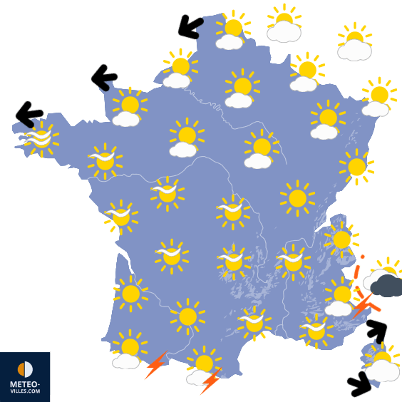 Carte de prévisions du temps du Dimanche 24 août 2025