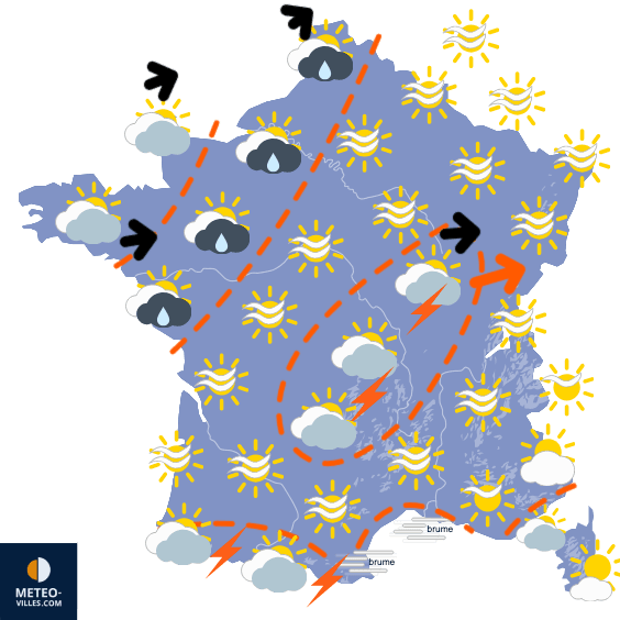 Carte de prévisions du temps du Mardi 26 août 2025
