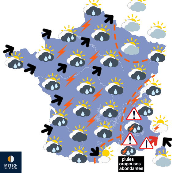 Carte de prévisions du temps du Lundi 1 septembre 2025