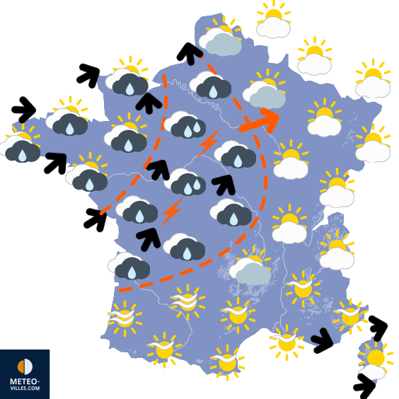Carte de prévisions du temps du Mardi 2 septembre 2025
