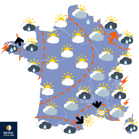 Carte de prévisions du temps du Mardi 9 septembre 2025