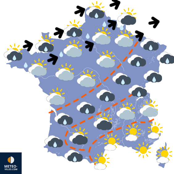 Carte de prévisions du temps du Lundi 15 septembre 2025