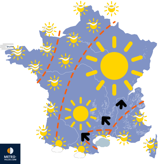 Carte de prévisions du temps du Vendredi 19 septembre 2025