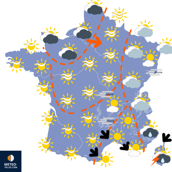 Carte de prévisions du temps du Mercredi 1 octobre 2025